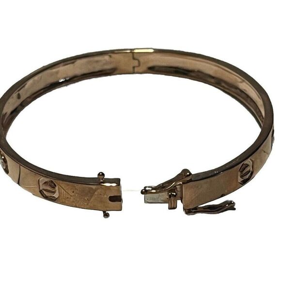 Rose Toned Diamond Eternity Bracelet Sterling Silver 14kt Rose Gold Overlay - Picture 8 of 13